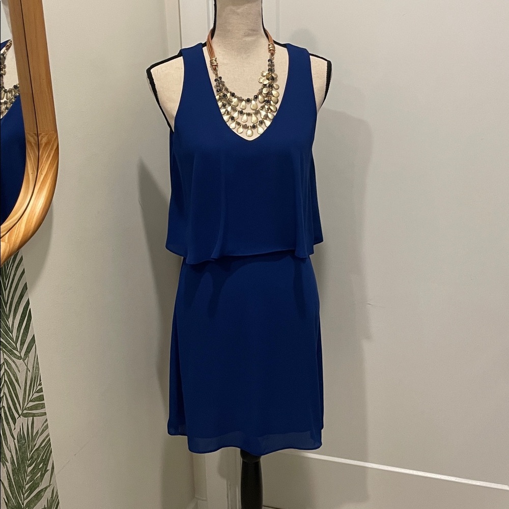 Charles Henry Royal Blue Layered Mini Dress